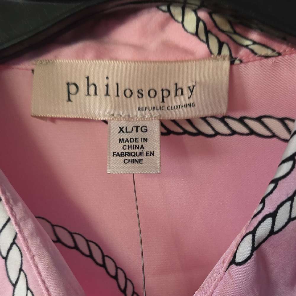 Philosophy Pink Blouse with Black Rope Print - Picture 3 of 5